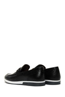 Men's Black Leather Knit Detailed Casual Loafer | Derimod