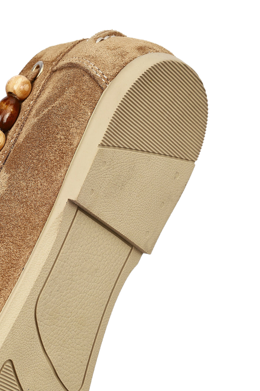 Women's Tan Suede Leather Loafer with Accessory Details