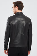 Kimmich Men's Black Sports Leather Coat | Derimod