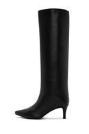 Women's Black Thin Heeled Leather Boots | Derimod