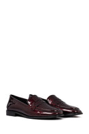 Woman Burgundy Leather Classic Loafer | Derimod