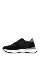 Men's Black Nubuck Leather Thick Soled Sneaker | Derimod