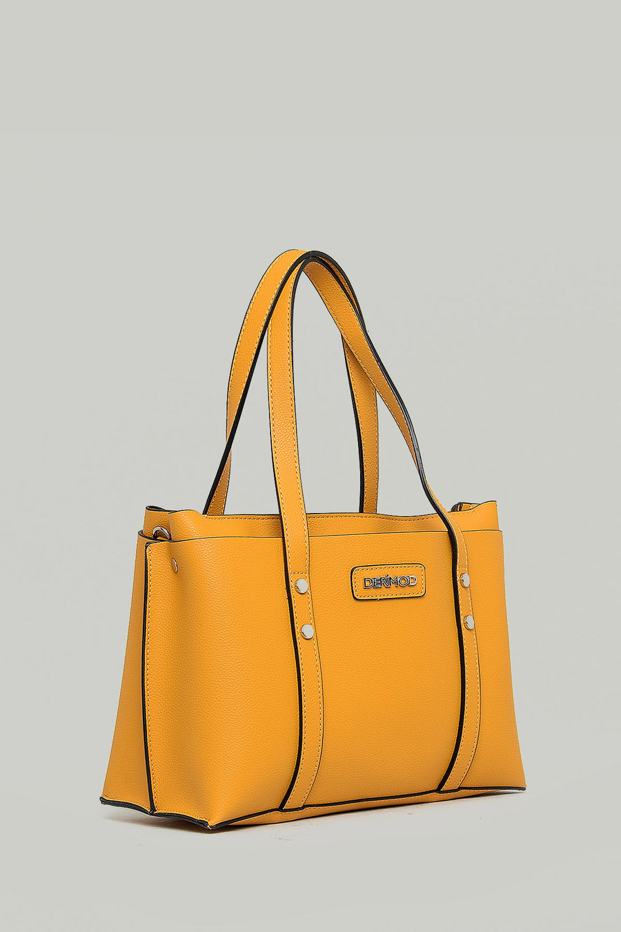 Mustard Women's Shoulder Bag with Staple Detail