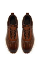 Men's Brown Thick-Soled Leather Casual Sneaker | Derimod