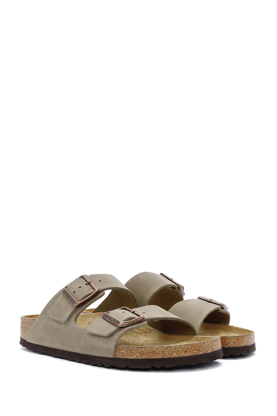 Birkenstock Men's Brown Arizona Double Buckle Leather Slippers