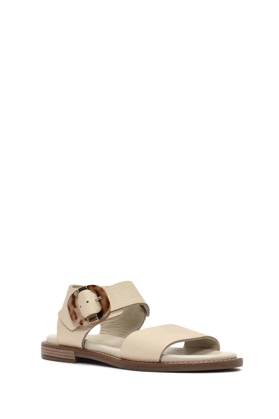 Women's Cream Buckled Leather Sandals
