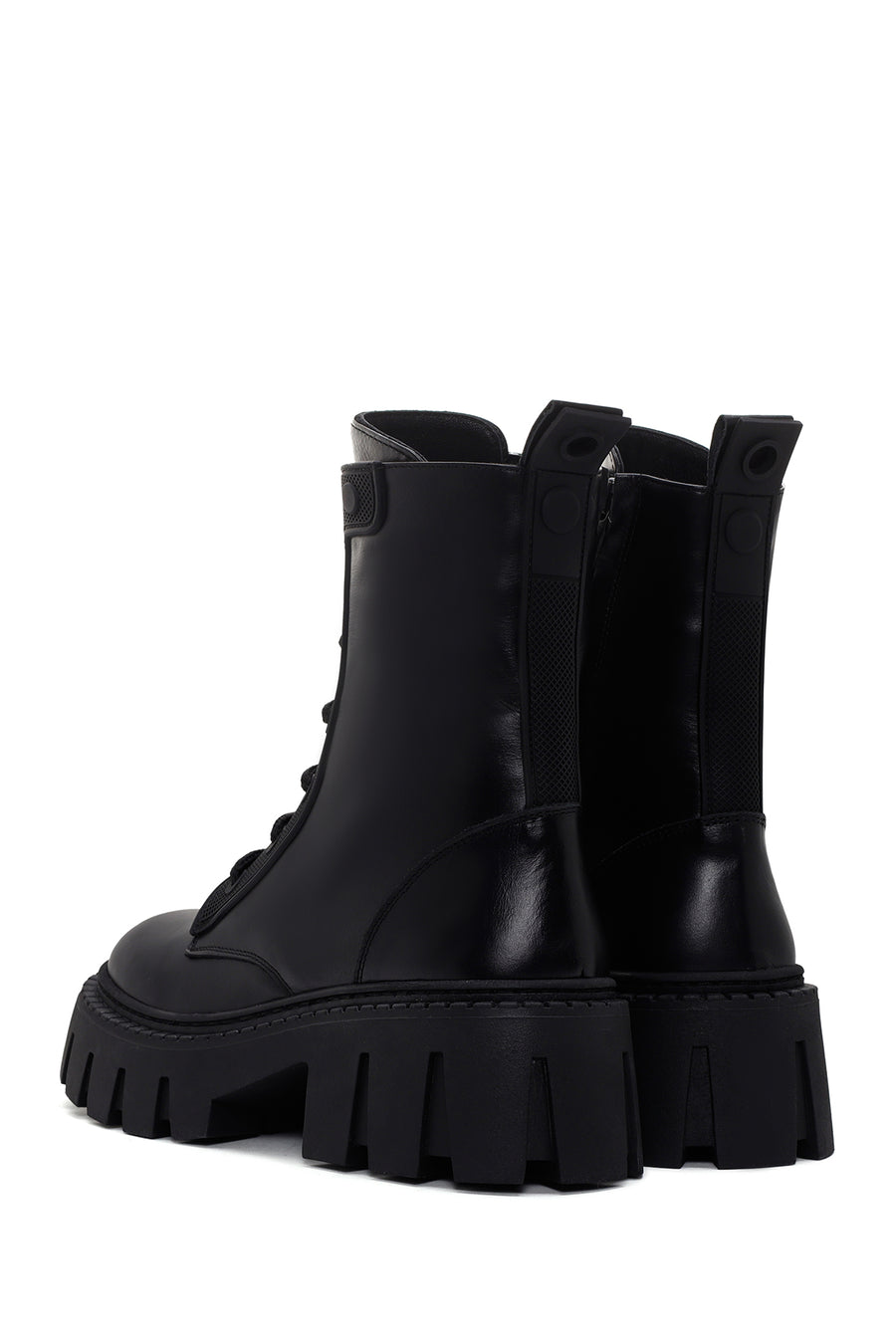 Women's Black Zippered Leather Boots