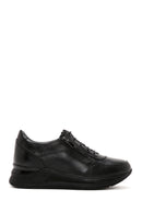 Women's Black Thick Sole Leather Casual Sneaker | Derimod