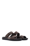 Men's Brown Nubuck Leather Casual Slippers | Derimod