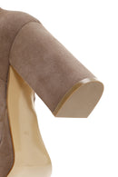 Women's Mink Thick Heeled Zippered Suede Leather Boots | Derimod