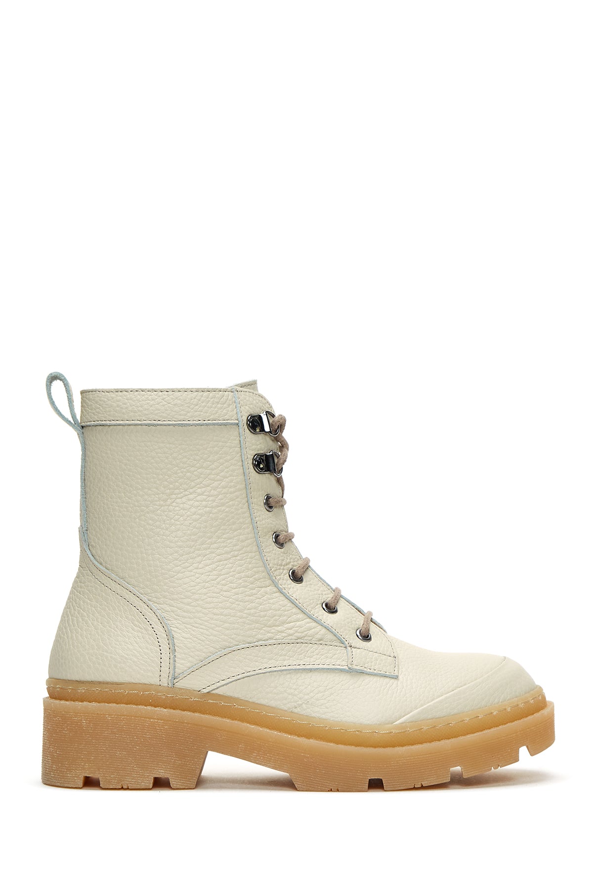 Women's Cream Leather Boots 22WFD1507FT | Derimod