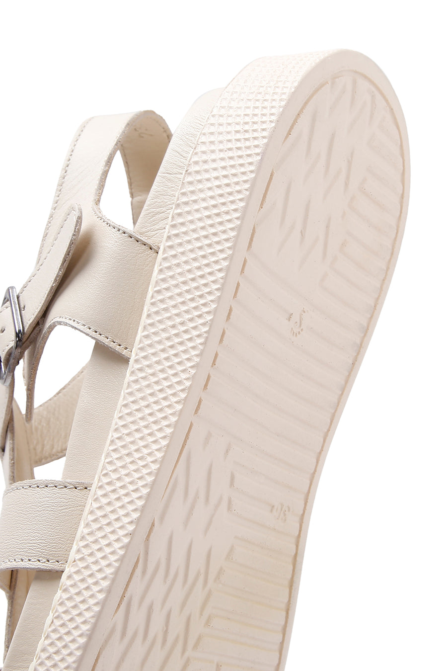 Kadın Ekru Deri Comfort Sandalet