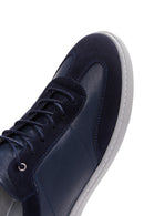 Men's Navy Blue Leather Sneaker | Derimod