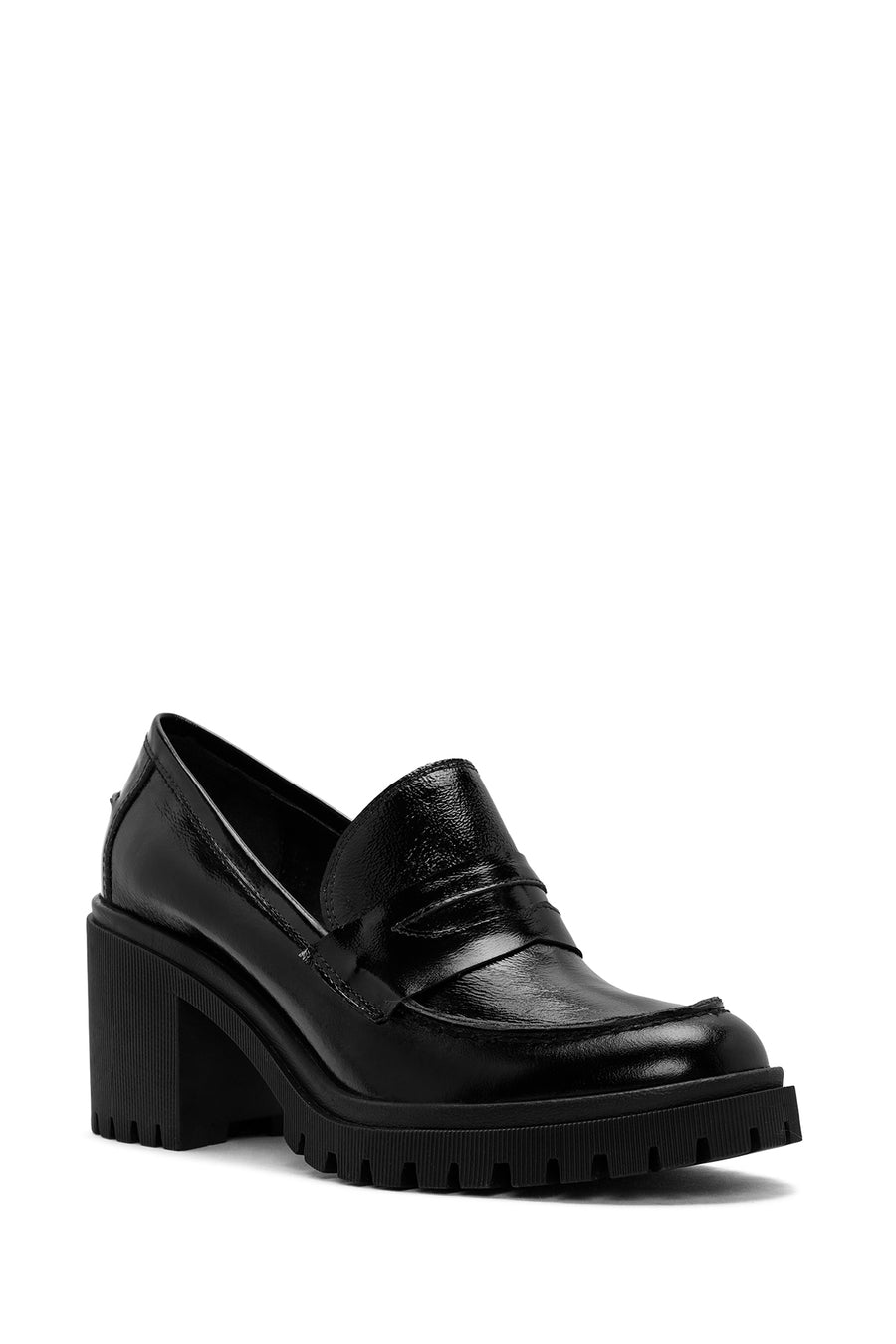 Woman Black Thick-Heeled Patent Leather Leather Masculine Loafer