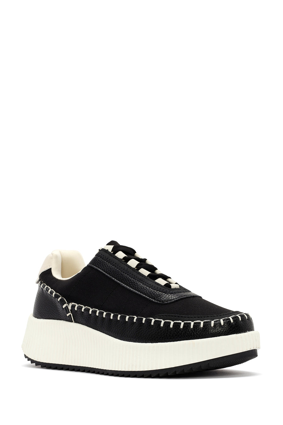 Kadın Siyah Bağcıklı Deri Sneaker
