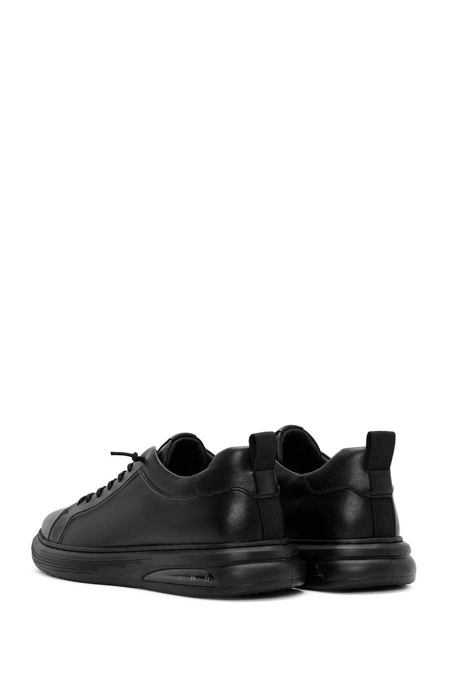 Men's Black Lace-up Leather Sneaker