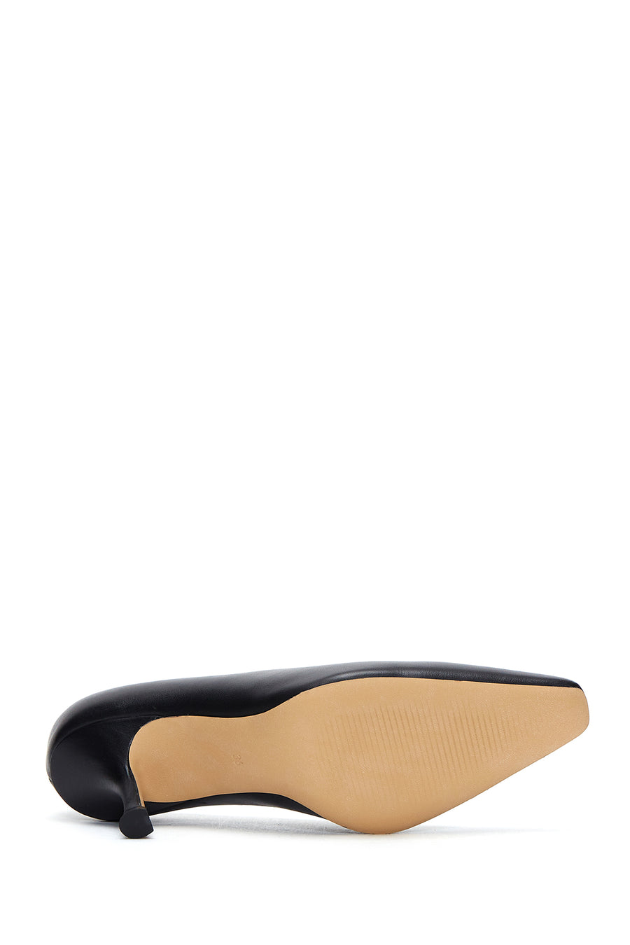 Women's Black Leather Thin Heeled Shoes