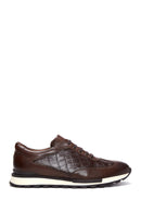 Erkek Kahverengi Deri Desenli Sneaker | Derimod