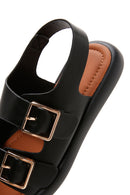 Women's Black Double Buckle Comfort Sandals | Derimod