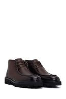 Male Brown Zip Closure Lace-Up Leather Casual Boots | Derimod