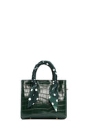 Women's Green Accessory Detailed Long Strap Crocodile Patterned Handbag | Derimod