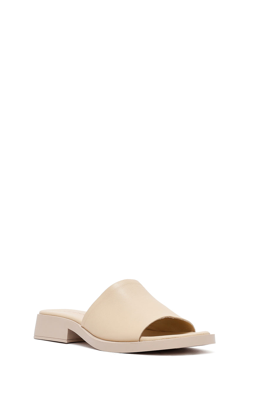 Women's Cream Casual Leather Slippers