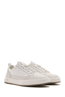 Men's White Lace-up Thick-Sole Leather Sneaker | Derimod