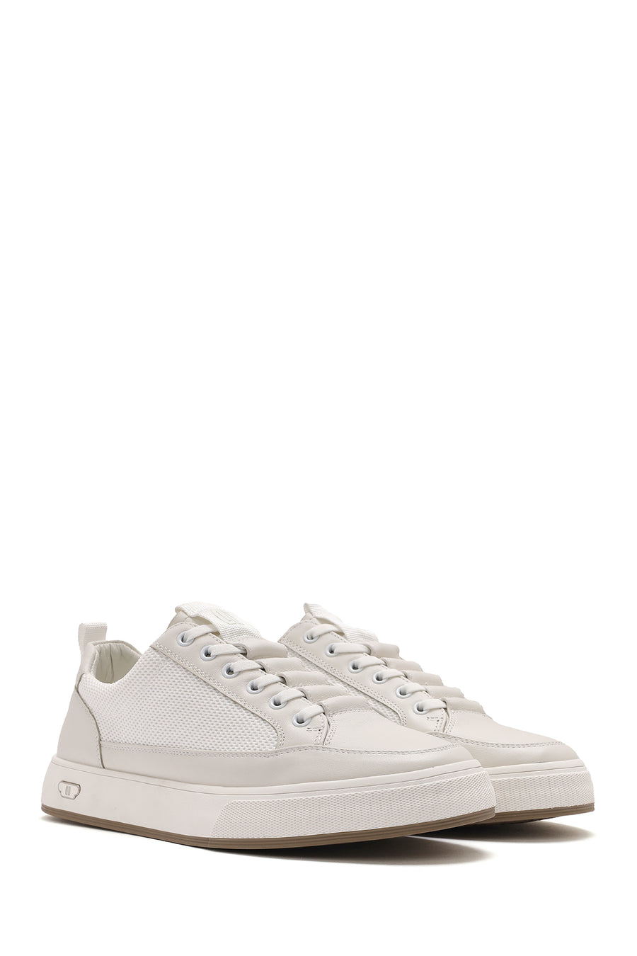 Male White Lace-Up Leather Sneaker
