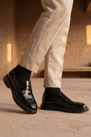 Erkek Siyah Kalın Tabanlı Deri Casual Loafer | Derimod