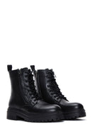 Women's Black Zippered Leather Boots | Derimod