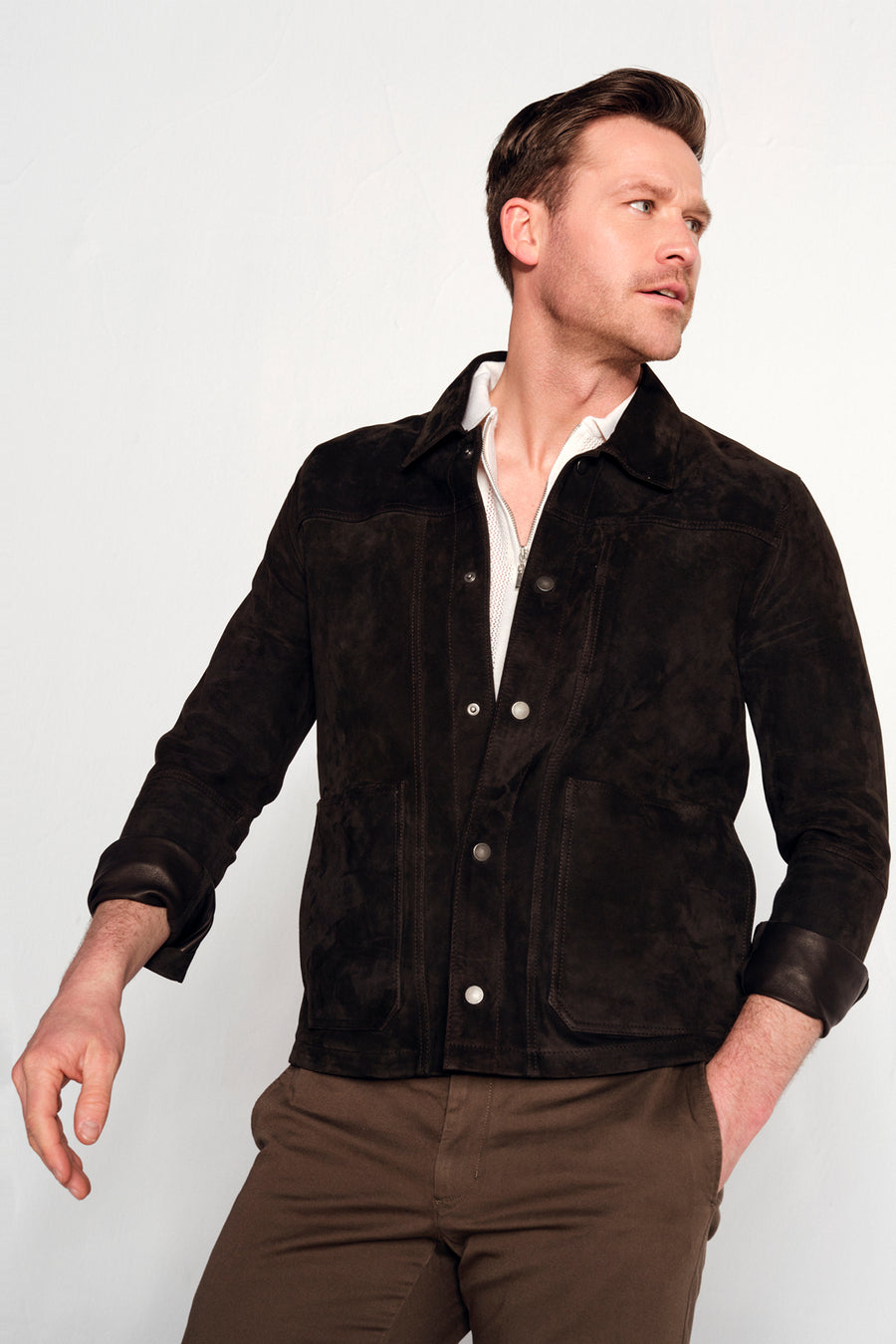 Shoe Male Brown Suede Shirt Jacket
