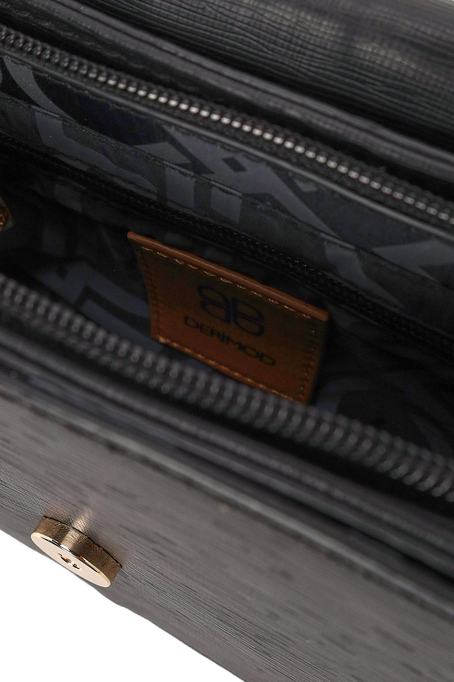 Woman Black Long-Strap Knit Crossbody Bag