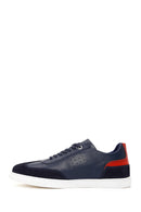 Men's Navy Blue Leather Sneaker | Derimod