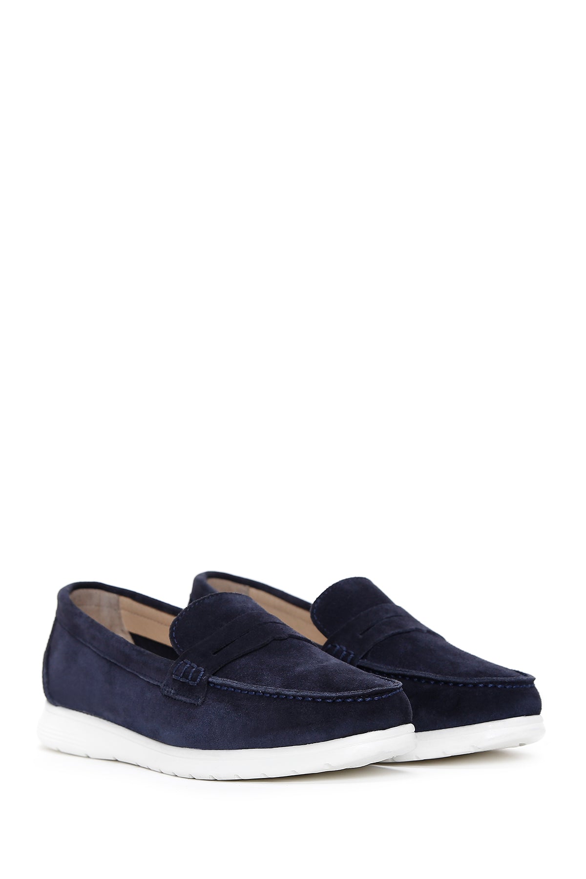 Kadın Lacivert Süet Deri Comfort Loafer