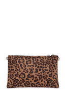 Women's Leopard Long Strap Suede Clutch Bag | Derimod