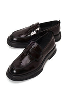 Male Burgundy Chunky-Soled Leather Loafer | Derimod