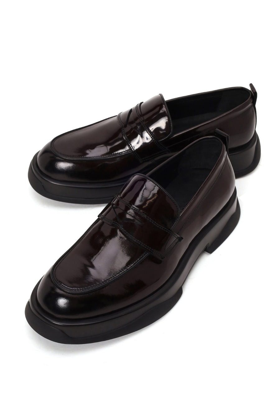 Male Burgundy Chunky-Soled Leather Loafer