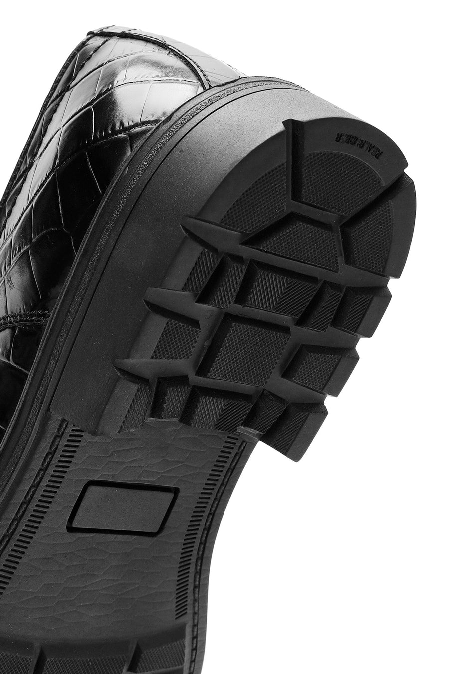 Men's Black Lace-Up Crocodile Patterned Leather Casual Shoes