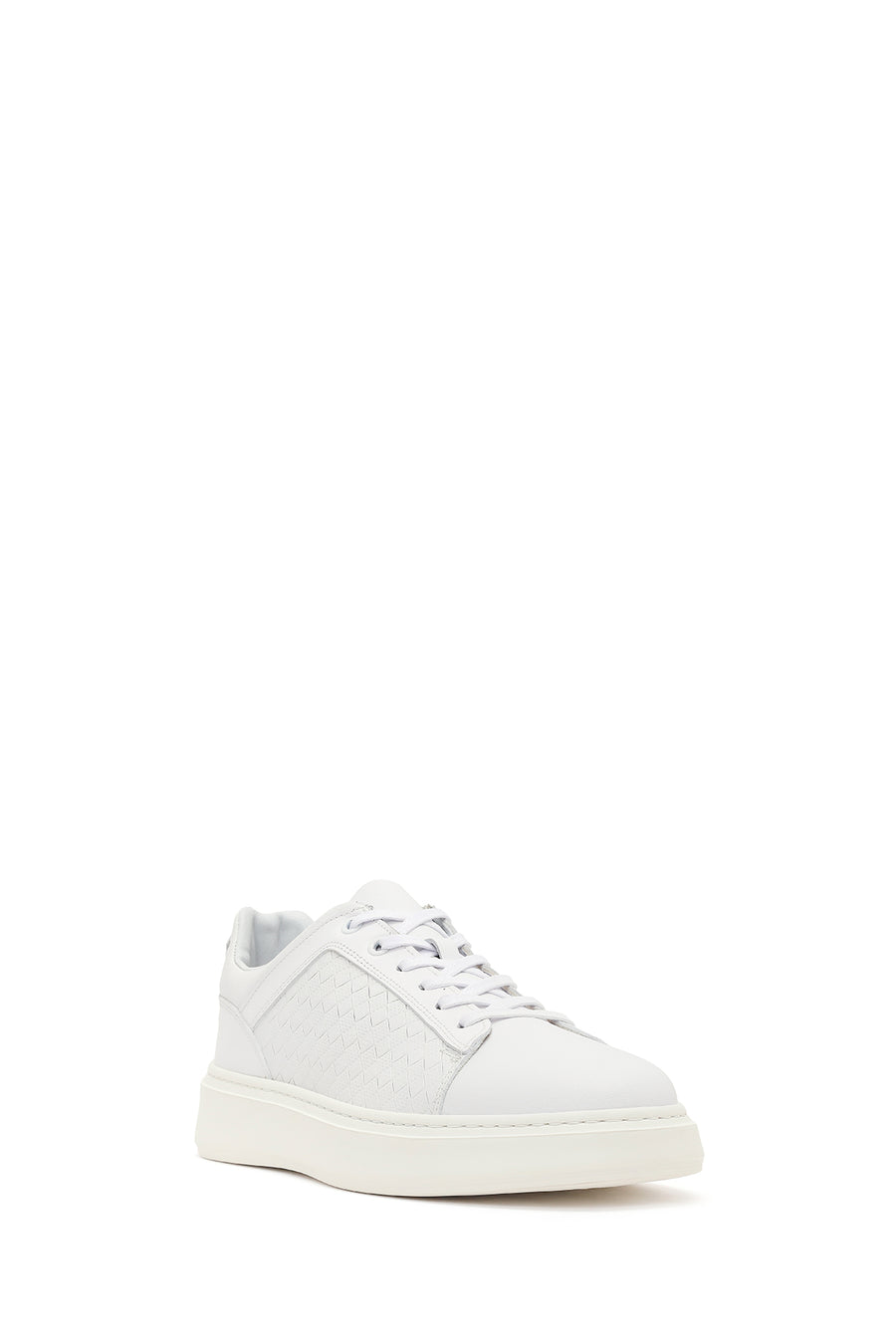 Erkek Beyaz Bağcıklı Deri Sneaker