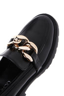 Women's Black Thick Soled Masculine Loafer | Derimod