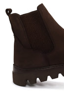 Male Brown Thick-Soled Nubuck Leather Chelsea Boots | Derimod