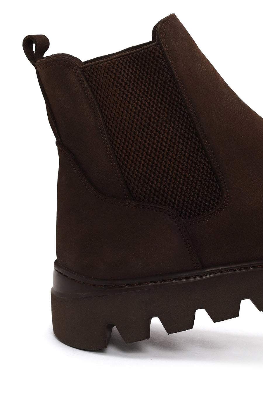 Male Brown Thick-Soled Nubuck Leather Chelsea Boots