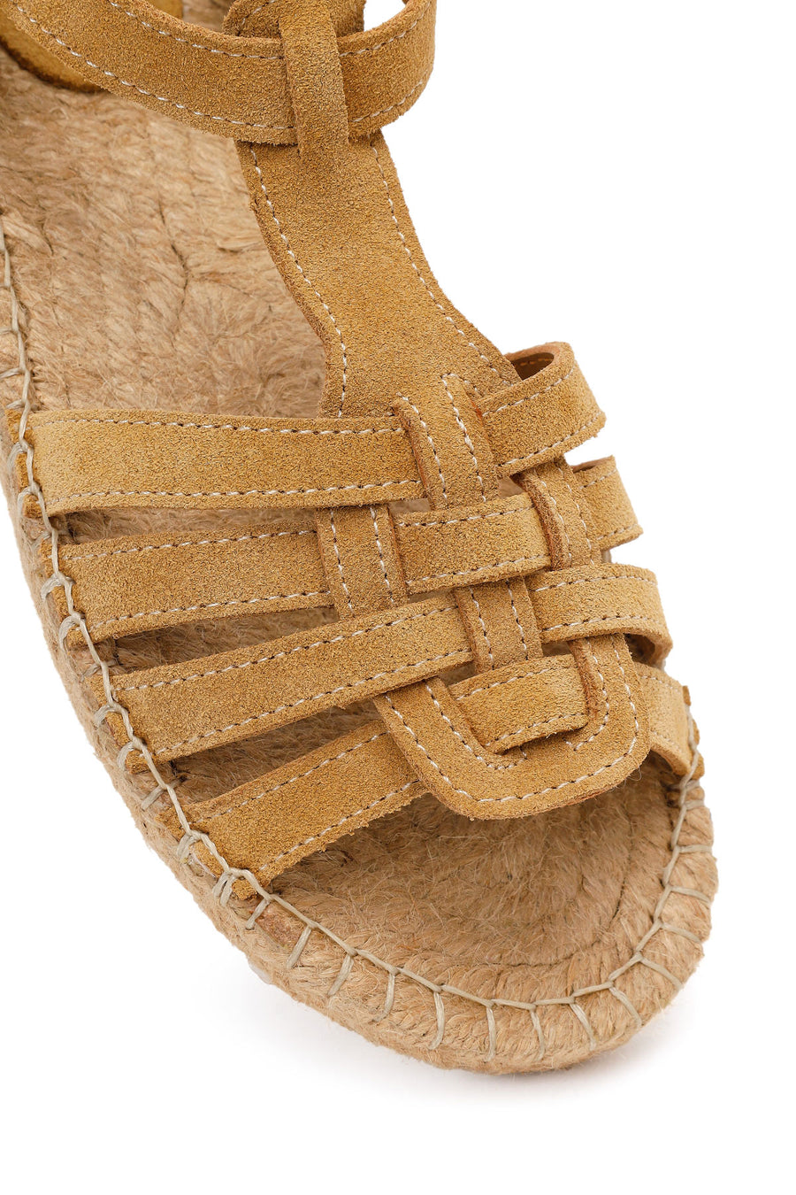 Kadın Camel Bilekten Tokalı Süet Deri Espadril Sandalet