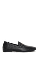 Women's Black Leather Masculine Loafer | Derimod