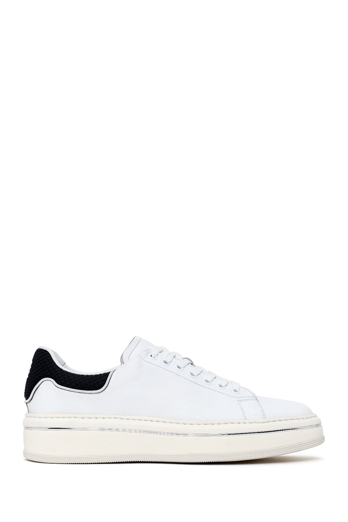 Male White Lace-Up Thick-Soled Leather Sneaker 26SFD611318 | Derimod