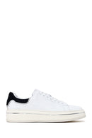 Male White Lace-Up Thick-Soled Leather Sneaker | Derimod