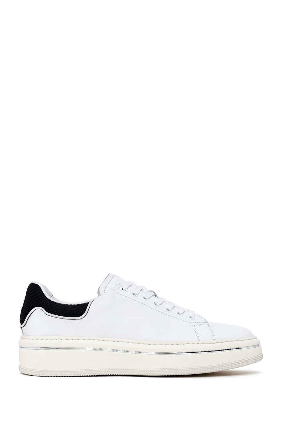 Male White Lace-Up Thick-Soled Leather Sneaker 26SFD611318 | Derimod