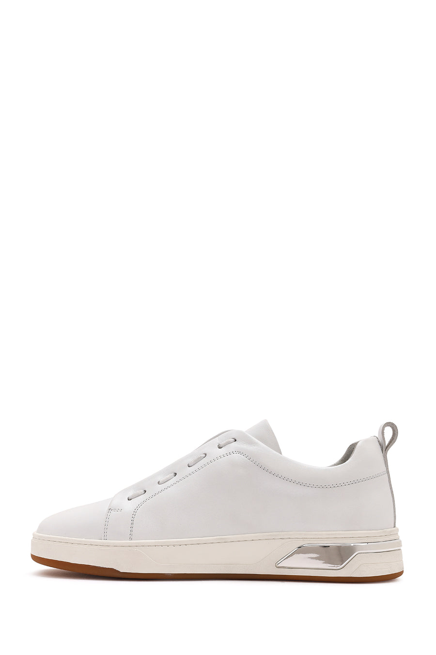Men's White Lace-up Leather Sneaker
