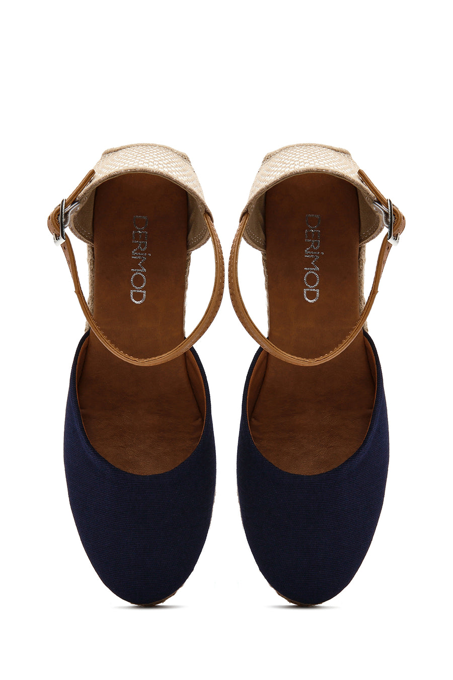 Women's Navy Blue Ankle Strap Wedge Heeled Espadrille