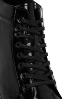 Men's Black Lace-Up Leather High Top Sneakers | Derimod